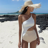 Color block one shoulder Bikini Swimsuit